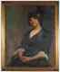 Large Antique Vintage Wpa Oil Portrait Of A Lady Painting Framed Signed Woman