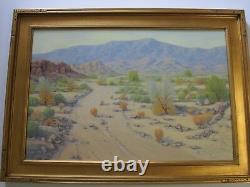 Large Mike Johnson Painting California Landscape 36 Inches Oil Desert Vintage