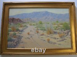 Large Mike Johnson Painting California Landscape 36 Inches Oil Desert Vintage