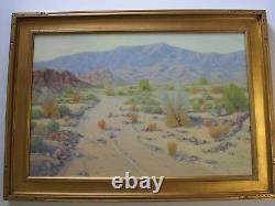 Large Mike Johnson Painting California Landscape 36 Inches Oil Desert Vintage
