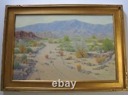 Large Mike Johnson Painting California Landscape 36 Inches Oil Desert Vintage