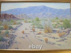 Large Mike Johnson Painting California Landscape 36 Inches Oil Desert Vintage