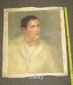 Large Old Vintage Oil Painting 1940's Young Man Portrait Signed National Academy