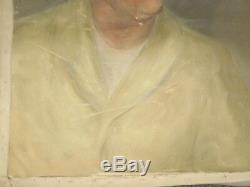 Large Old Vintage Oil Painting 1940's Young Man Portrait Signed National Academy