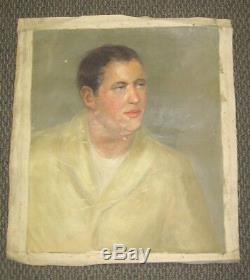 Large Old Vintage Oil Painting 1940's Young Man Portrait Signed National Academy