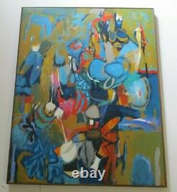 Large Sherman Signed 1970's Abstract Painting Modernism Vintage Expressionism