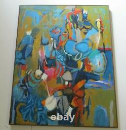 Large Sherman Signed 1970's Abstract Painting Modernism Vintage Expressionism