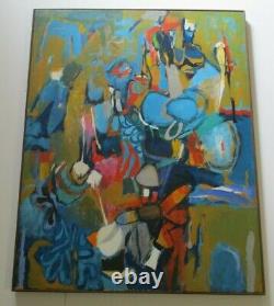 Large Sherman Signed 1970's Abstract Painting Modernism Vintage Expressionism