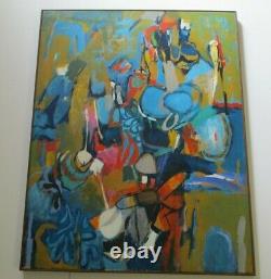 Large Sherman Signed 1970's Abstract Painting Modernism Vintage Expressionism