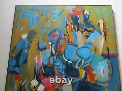 Large Sherman Signed 1970's Abstract Painting Modernism Vintage Expressionism