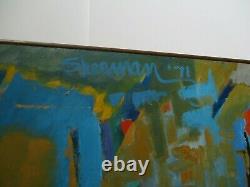 Large Sherman Signed 1970's Abstract Painting Modernism Vintage Expressionism