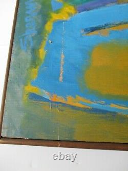 Large Sherman Signed 1970's Abstract Painting Modernism Vintage Expressionism