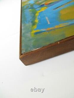 Large Sherman Signed 1970's Abstract Painting Modernism Vintage Expressionism