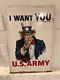 Large Vintage 1940's Wwii U. S. Army Uncle Sam 2 Sided 38 Metal Gas Oil Sign