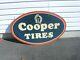 Large Vintage 1960's 70's Cooper Tires Service Gas Oil 30 X 48 Metal Sign