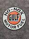 Large Vintage Gulf No-nox Motor Fuel Dealer Porcelain Gas Station Pump Sign 30