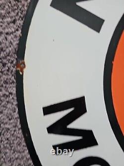 Large Vintage Gulf No-nox Motor Fuel Dealer Porcelain Gas Station Pump Sign 30