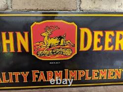 Large Vintage John Deere Tractor Porcelain Sign Farm Equipment 24 X 10.5