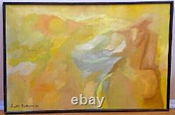 Large Vintage Mid Century Abstract Oil Painting 1963 36x24