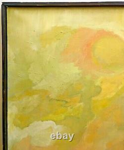 Large Vintage Mid Century Abstract Oil Painting 1963 36x24