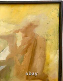 Large Vintage Mid Century Abstract Oil Painting 1963 36x24