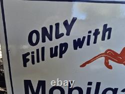 Large Vintage Mobilgas Pegasus Porcelain Gas Station Sign 24x 14