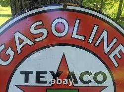 Large Vintage Texaco Filling Station Porcelain Gas Pump Gasoline Sign 30