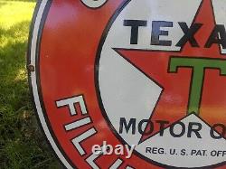 Large Vintage Texaco Filling Station Porcelain Gas Pump Gasoline Sign 30