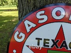 Large Vintage Texaco Motor Oil Gasoline Double-sided Porcelain Gas Pump Sign 26