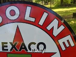 Large Vintage Texaco Motor Oil Gasoline Double-sided Porcelain Gas Pump Sign 26