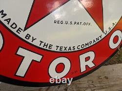 Large Vintage Texaco Motor Oil Gasoline Double-sided Porcelain Gas Pump Sign 26