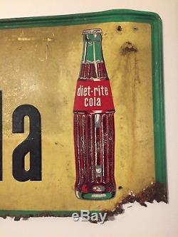 Large Vintage c. 1960 Diet Rite Cola RC Soda Pop Gas Oil 54 Embossed Metal Sign