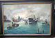 Lg Vintage 1950s Orig. Oil/canvas Marine Boats Ships River Painting Signed