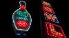 Linbrook Bowl Vintage Googie Lighted Neon Sign At Night Anaheim California