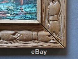 Listed Haitian Artist Andre Labbe Vintage 1975 Figural Genre Oil Painting