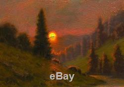 MAX COLE original oil painting landscape signed vintage antique style art moon 6