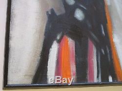 MID Century Abstract Painting Expressionism Non Objective Signed Right Large Vtg