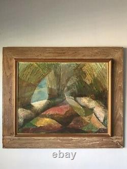 MID Century Modern Abstract Oil Painting -signed- 1950s Vintage Expressionist