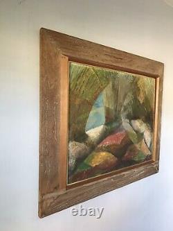 MID Century Modern Abstract Oil Painting -signed- 1950s Vintage Expressionist