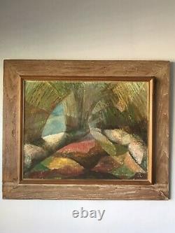 MID Century Modern Abstract Oil Painting -signed- 1950s Vintage Expressionist