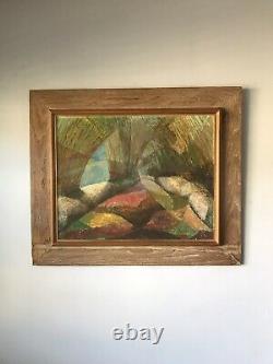 MID Century Modern Abstract Oil Painting -signed- 1950s Vintage Expressionist