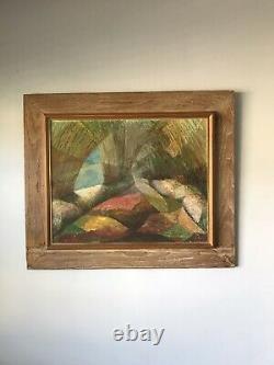 MID Century Modern Abstract Oil Painting -signed- 1950s Vintage Expressionist