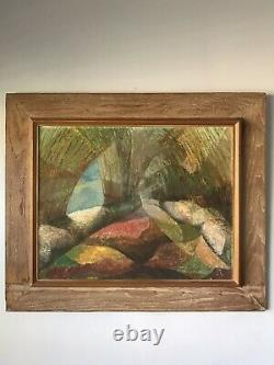 MID Century Modern Abstract Oil Painting -signed- 1950s Vintage Expressionist