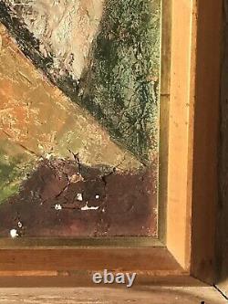 MID Century Modern Abstract Oil Painting -signed- 1950s Vintage Expressionist