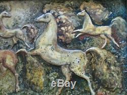 MID Century Modern Painting Abstract Expressionism Horse Modernism Signed Vntg