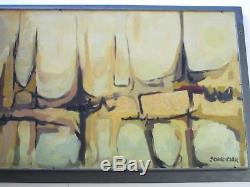 MID Century Painting Large Schroeder Signed Sofa Wide Abstract Expressionism Vtg