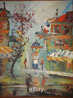 MORRIS KATZ (1932-2010) PARIS SETTING 1985 Signed Vintage Oil Painting FRAMED