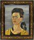 Mexican Frida Kahlo Signed Original Vintage Oil Painting On Canvas, Mexican Art