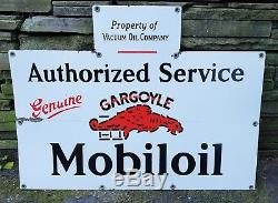 Mobil Gargoyle Porcelain Bottle Rack Sign 1920's Original Antique Vtg Gas/Oil