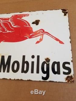 Mobil Gas Porcelain Sign Oil Station Vintage Farm pump Pegasus Horse old car